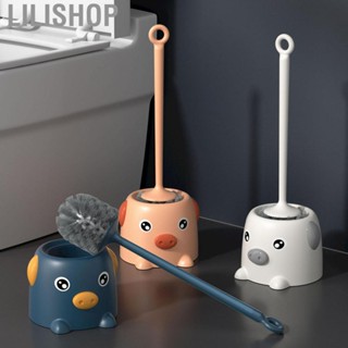 Lilishop Toilet Brush Set Soft Bristle Extended Handle Cartoon Style Cleaning Toilet Scrubber with Base for Bathroom