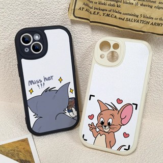 เคสป้องกันโทรศัพท์มือถือหนังซิลิโคน ลาย tom &amp; jerry สําหรับ iPhone13 14promax i11 12mini 6s