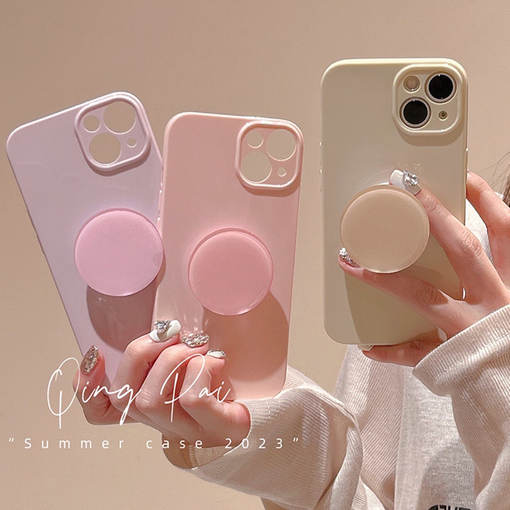 Simple Macaron สีรอบโทรศัพท์ Grips เคสโทรศัพท์สําหรับ IPhone 11 16 15 14 12 13 Pro Max 16 PLUS Glossy Dirt ทนนุ่มโทรศัพท์ปกหลัง ราคา ถูกที่สุด ดีลบีเคเค แกลเลอรีภาพที่ 2
