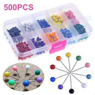 500pcs Office School Push Pins Map Tacks Plastic Head with Steel Point Thumbtack