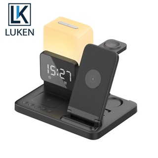 Luken 6in1 แท่นชาร์จนาฬิกาปลุกไร้สาย ชาร์จเร็ว สําหรับ App Watch Airp Pro 15W Iph XS 11 12 13 14 Pro MAX