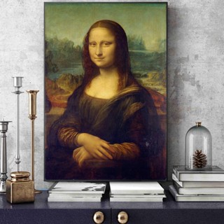 Leonardo Da Vinci The Mona Lisa Smile โปสเตอร์ภาพวาดบนผืนผ้าใบ สําหรับตกแต่งผนังบ้าน ห้องนั่งเล่น Cuadros 0628