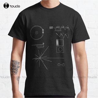 เสื้อยืด พิมพ์ลาย The Voyager Golden Record ขนาดใหญ่ สไตล์คลาสสิก สําหรับผู้ชาย และผู้ใหญ่