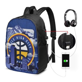 Denver Nuggets DEN กระเป๋าเป้สะพายหลัง ใส่แล็ปท็อป 17 นิ้ว พิมพ์ลาย USB สําหรับทุกเพศ