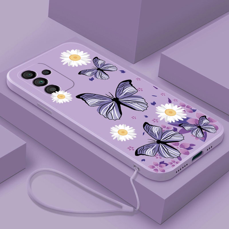 เคสโทรศัพท์ซิลิโคน TPU แบบนิ่ม ลายดอกเดซี่ และผีเสื้อ หรูหรา สําหรับ Samsung Galaxy A55 A35 5G A05s A05 M34 M15 5G