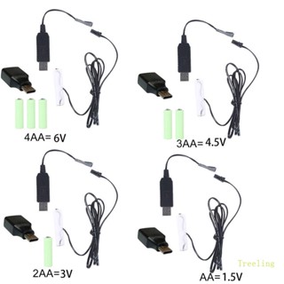 Treeling สายเคเบิลแบตเตอรี่ USB Type C AA สําหรับวิทยุ AA Gameboy