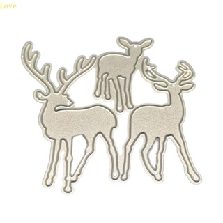 Love Three Christmas Deer แผ่นแม่แบบโลหะ ตัดลายฉลุ ลายนูน สําหรับตกแต่งสมุด อัลบั้ม กระดาษ การ์ด แม่แบบ DIY