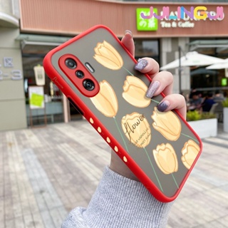 เคสซิลิโคนนิ่ม แบบใส ขอบสี่เหลี่ยม ลายดอกไม้สีเหลือง กันกระแทก สําหรับ Xiaomi MI Poco F3 GT Redmi K40 Gaming Poco F4 GT K50