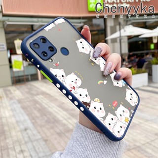 สําหรับ Realme C15 เคสการ์ตูนแมวน่ารัก ฝ้า บาง ดีไซน์ใหม่ กันกระแทก เคสโทรศัพท์แข็ง แฟชั่น ขอบซิลิโคน เคสป้องกัน