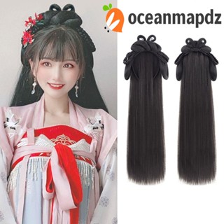 Oceanmapdz Hanfu วิกผม ที่คาดผม ถ่ายภาพ หวาน สีดํา ผู้หญิง สไตล์จีน เครื่องประดับผม เจ้าหญิง ชุดโบราณ สาว นางฟ้า วิกผม