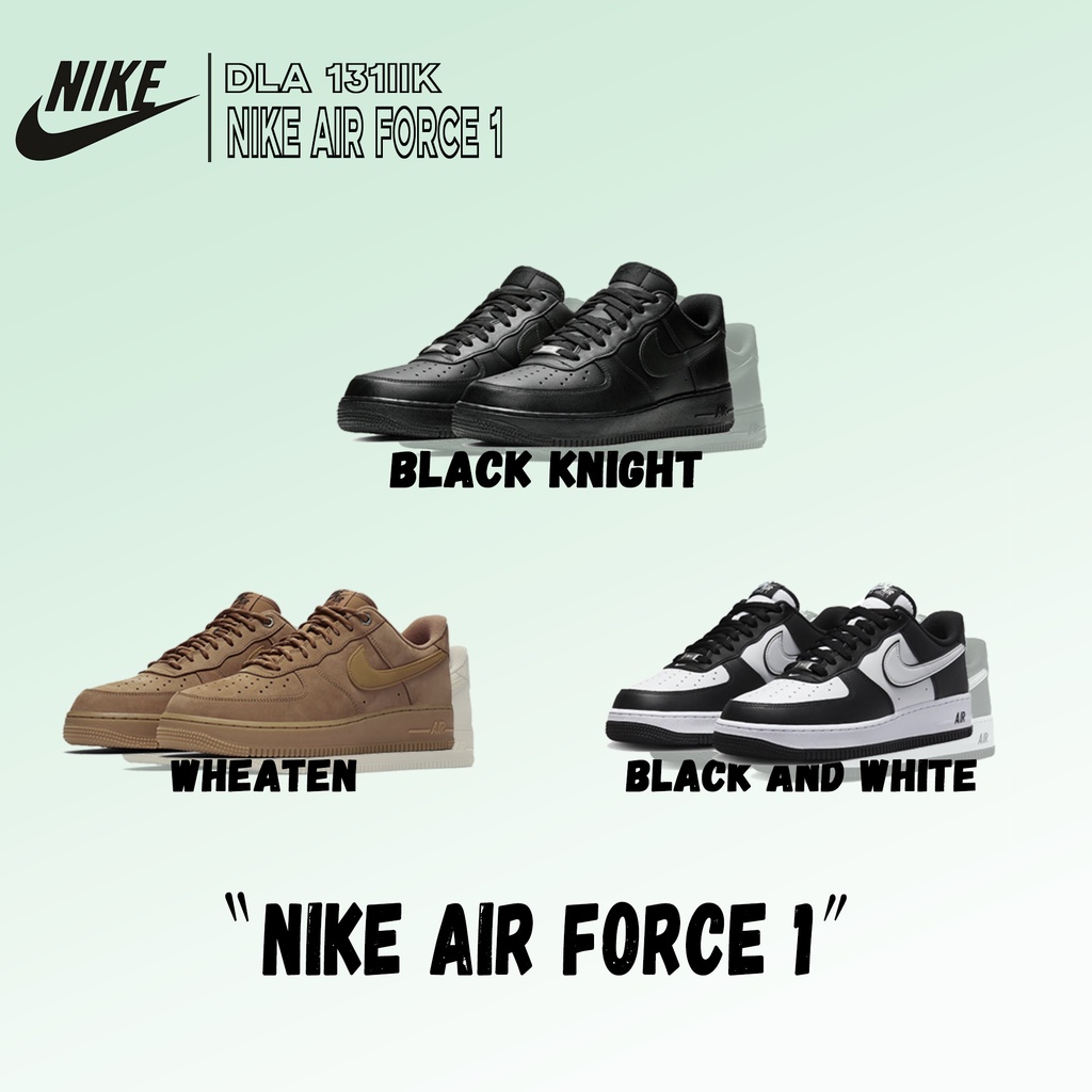 Nike Air Force 1 Black Knight / Black white / wheaten shoes