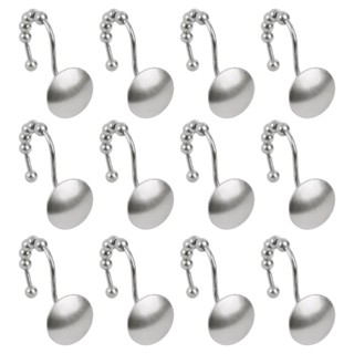 12pcs Decorative Modern Polished Firm Rust-resistant Dressing Room With Glide Rollers Shower Curtain Hooks