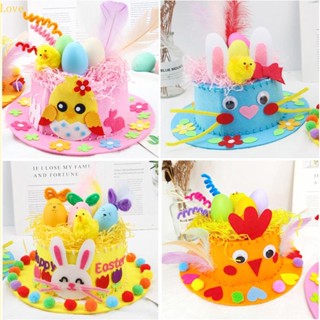 Love Kids ชุดหมวกผ้าไม่ทอ ลายการ์ตูนกระต่าย ไข่อีสเตอร์ แฮนด์เมด DIY สําหรับเด็ก