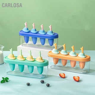 CARLOSA 4 Cavities DIY Ice Pop Mould Maker โฮมเมดแม่พิมพ์ไอศกรีมแช่แข็งสำหรับเด็กผู้ใหญ่