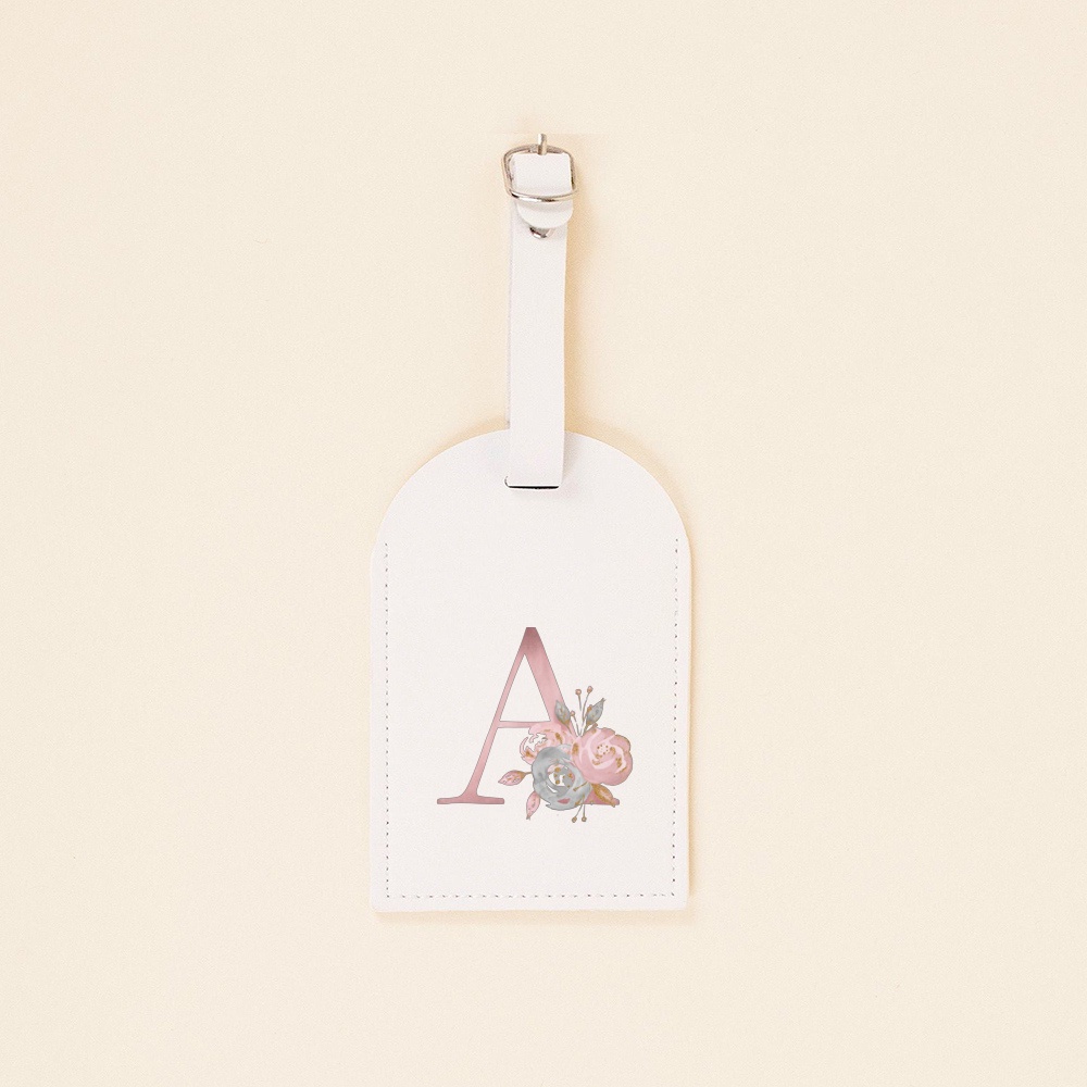 ป้ายแท็กกระเป๋าเดินทาง หนัง PU ลาย A-Z สีชมพู สําหรับเพื่อนเจ้าสาว