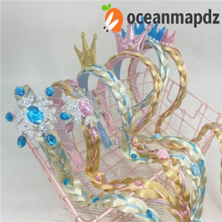 OCEANMAPDZ วิกผมหางม้าถักเปียธรรมชาติ รูปเกล็ดหิมะ เจ้าหญิงโฟรเซ่น น่ารัก สําหรับเด็ก