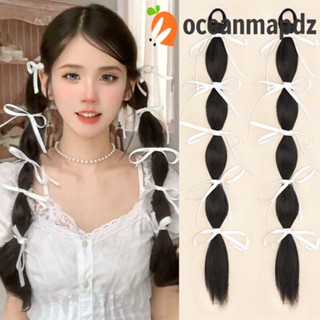 OCEANMAPDZ ยางรัดผมสังเคราะห์ ทรงหางม้า แบบยืดหยุ่น สีชมพู สําหรับผู้หญิง ต่อยมวย