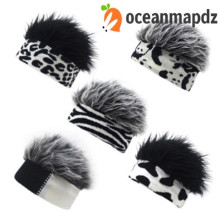 OCEANMAPDZ หมวกบีนนี่ หมวกวิกผม ขนปุยสังเคราะห์ สีเทา ธรรมชาติ ระบายอากาศ สําหรับเล่นกีฬากลางแจ้ง