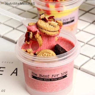 [NutriliteMelting1] ถ้วยพลาสติก ทรงกลม ขนาดเล็ก 100 มล. พร้อมช้อน สําหรับพุดดิ้ง มูส ขนมหวาน 5 ชิ้น