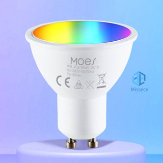 Moes Tuya หลอดไฟอัจฉริยะ LED WiFi ZigBee GU10 400LM Wi-Fi 2.4GHz RGB เปลี่ยนสีได้ สําหรับ Alexa 1-6 ชิ้น