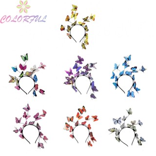 【COLORFUL】Headband 23*23*1.5cm Butterfly Fairy Fascinator Garland Hair Ornament Simulated