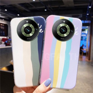 เคสโทรศัพท์มือถือนิ่ม กันกระแทก ลายทาง ไล่โทนสีชมพู สีเขียว สําหรับ Realme 11 Pro Realme 11 Pro+ 2023 Realme11Pro Realme11