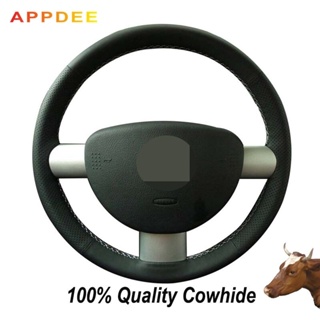 Appdee ปลอกหนังหุ้มพวงมาลัยรถยนต์ สีดํา สําหรับ Volkswagen VW Beetle 2003 2004 05 2006 007 2008 2009 2010