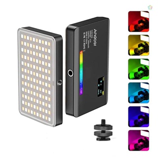 (adspth)Andoer Y140 ไฟเติมแสงวิดีโอ LED RGB CRI95+ 2500K-9000K หรี่แสงได้ 26 เอฟเฟกต์แสง พร้อมจอแสดงผล LCD อะแดปเตอร์โคลด์ชู สําหรับ Vlog Live Streami