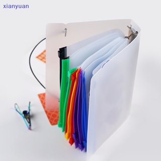 Xianyuan กระเป๋าเอกสาร PVC ขนาด A6 6 รู มีซิป 4 ชิ้น