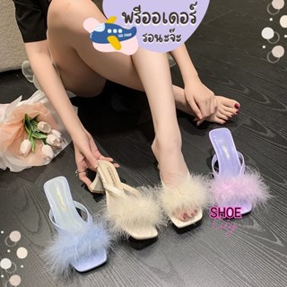 งานขนฟุ้งๆมาจ้า สีละมุนมาก ส้นสูง 3 นิ้ว size 35-40 รองเท้าผู้หญิง ขายดี กำลังฮิต ลด 50% BB239