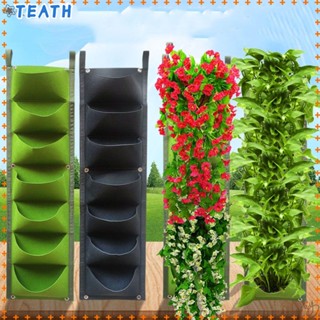 TEAK 4/7 Ports Hanging Planter Wall Fence Decor Planting Bags Grow Bags Vertical Landscaping Garden Supplies Felt Indoor Outdoor Use Wall Mount Flower Pots/Multicolor