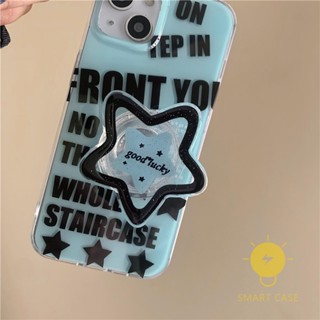 For เคสไอโฟน 14 Pro Max [Blue Star Pop Grip] เคส Phone Case For iPhone 14 Pro Max Plus 13 12 11 For เคสไอโฟน11 Ins Korean Style Retro Classic Couple Shockproof Protective TPU Cover Shell