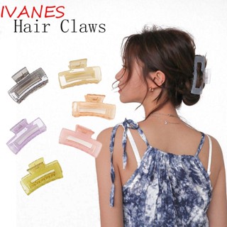 IVANES กิ๊บติดผมพลาสติก ทรงสี่เหลี่ยมผืนผ้า สีพื้น สไตล์เกาหลี