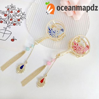 OCEANMAPDZ กิ๊บติดผมหางม้า ประดับเพชร รูปกรงเล็บนกยูง แฟชั่นอินเทรนด์จีน สําหรับเด็กผู้หญิง