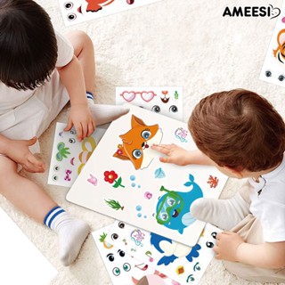 Ameesi สติกเกอร์ ลายการ์ตูนสัตว์ แพนด้า กระต่าย ลูกแมว สิงโต หมี น่ารัก งานฝีมือ DIY ของเล่น ของขวัญวันเกิด สําหรับเด็ก 36 ชิ้น