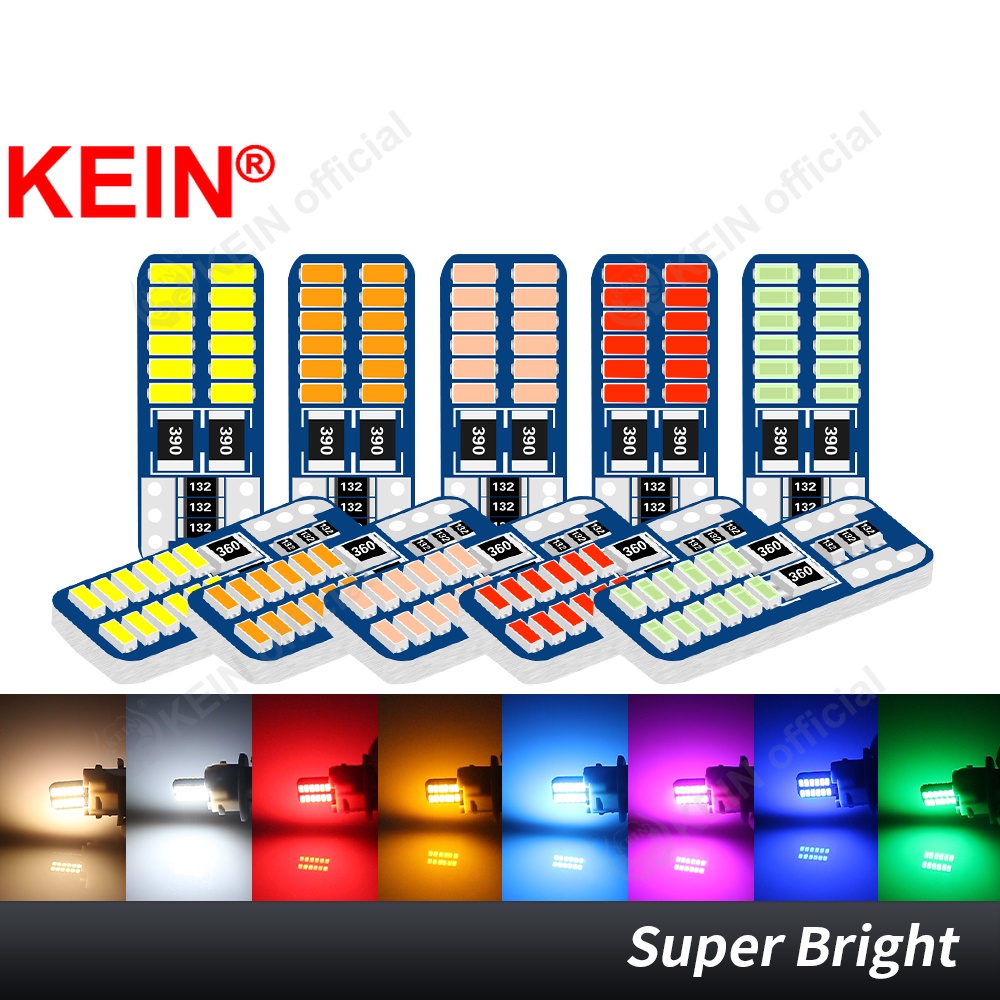Kein 2PCS 12V 24V T10 หลอดไฟ Led รถบรรทุก Led W5W 194 168 501 ภายในรถโดมป้ายทะเบียนแผนที่ตัวบ่งชี้แดชบอร์ดภายในอ่าน Marker Light Auto รถจักรยานยนต์โคมไฟสีแดง 24SMD 3014