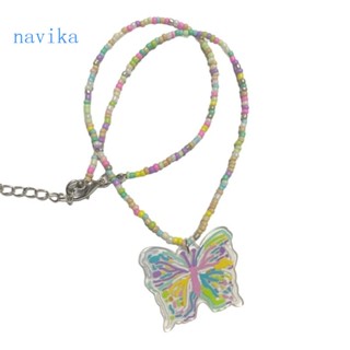 Nav จี้รูปผีเสื้อ Y2K เพ้นท์มือ สําหรับผู้หญิง