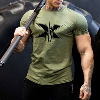 Muscle Workout Brothers Sports Casual T-shirt Mens Running Slim Fit Printed Short Sleeve round Neck Summer T-shirt 2IPn