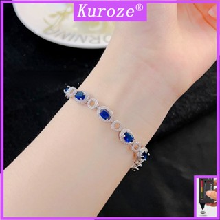 Kuroze สร้อยข้อมือ ประดับเพชร อเมทิสต์ ดอกไม้ สีฟ้ามรกต เครื่องประดับแฟชั่น