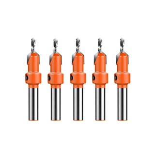 ชุดดอกสว่านเคาน์เตอร์ซิงค์ ก้านกลม 8 มม. สําหรับงานไม้ 2.8-4 มม. 5 ชิ้น