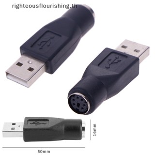 Righteousflourishs.th อะแดปเตอร์แปลงพอร์ต PS/2 ตัวผู้ เป็น USB ตัวเมีย สําหรับเมาส์ คีย์บอร์ด PC 2 ชิ้น