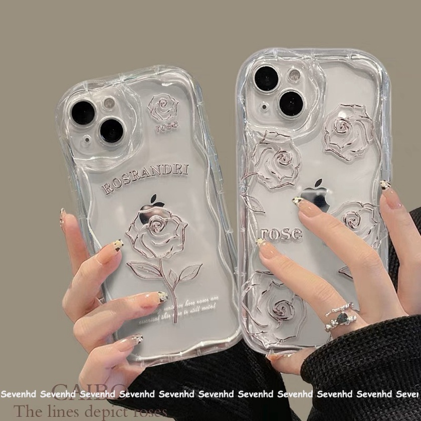เคสป้องกันโทรศัพท์มือถือ ลายการ์ตูนดอกกุหลาบน่ารัก สําหรับ IPhone 15 14 13 12 11 Pro Max 8 7 6 6s Plus X Xr Xs Max SE 2020