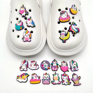 โดนัทน่ารัก ยูนิคอร์น Crocs Jibbitz Charm My Little Pony Jibits Croc Pin Rainbow Dash Jibitz สําหรับเด็ก ตกแต่งรองเท้า