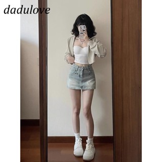 DaDulove💕 New American Ins High Street Thin Denim Short Skirt Niche High Waist A- line Skirt Large Size Bag Hip Skirt