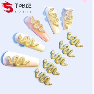 TOBIE จี้รูปงู 3D สีเงิน สีทอง ขนาดใหญ่ สําหรับตกแต่งเล็บ DIY