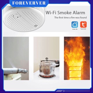 Tuya Smart WiFi Smoke Detector Fire Networking Alarm 80db High Volume Quick Alarm 24 ชั่วโมง Real Time Monitoring Home Safety Protection System fore