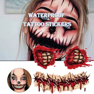 New 10pcs Temporary Halloween Horror Stickers Bloody Big Mouth Face Tattoo Decal