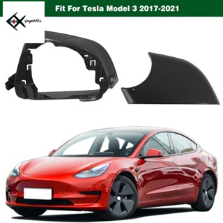 ฝาครอบกระจกมองข้างรถยนต์ พร้อมกรอบ สีดํา สําหรับ Tesla Model 3 2017-2021