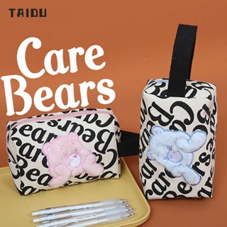 TAIDU Care bear กระเป๋าเก็บของ กระเป๋าเครื่องสำอางผ้าแคนวาสผู้หญิง ความจุสูง แมตช์แบบสบาย ๆ Dūlæ h̄mī