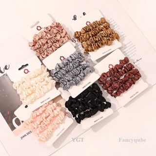 Ygt 4 ชิ้น / เซต ซาติน ผม Scrunchies ชุดวินเทจ สีพื้น ยืดหยุ่น ยางรัดผมหางม้า เชือกผม แฟชั่น เครื่องประดับผม สําหรับเด็กผู้หญิง